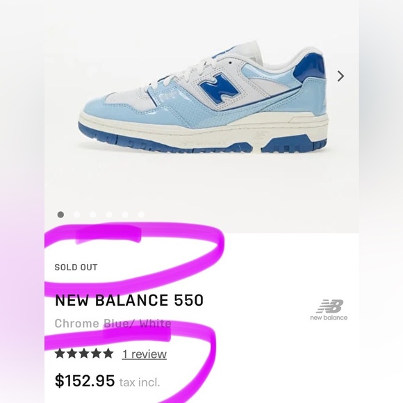 New Balance 550 Chrome Blue/White Men\'s Casual Sneakers/Shoes | NEW/NIB!! main image 12